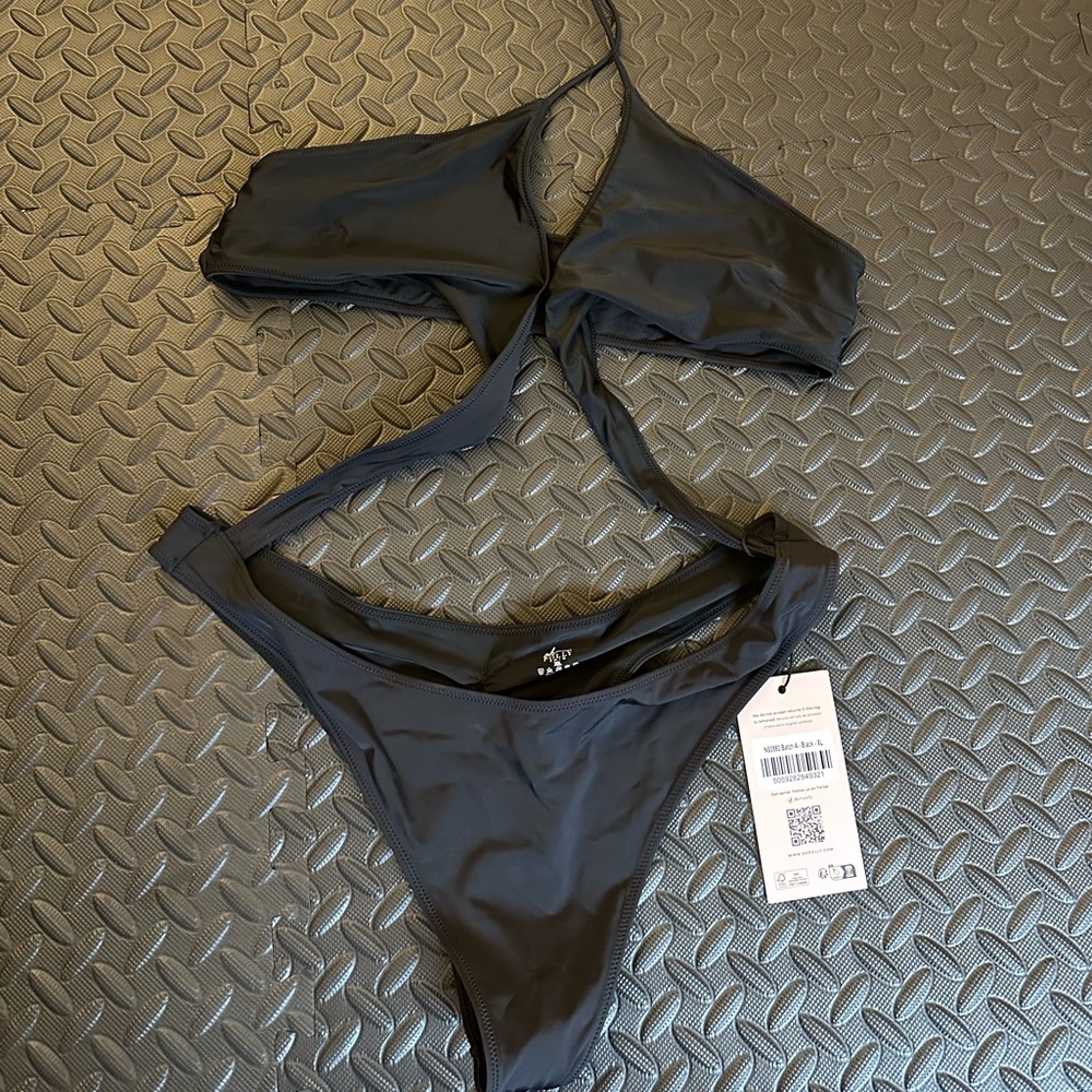 Oh Polly Cut Out Halterneck Swimsuit
